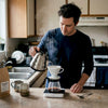 Home kitchen coffee brewing morning routine