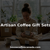 Unboxing coffee gift set in bright living room