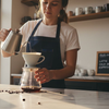 Barista brewing pour-over coffee method