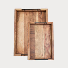 Wooden rectangular tray. Set of 2